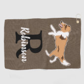 Shetland Sheepdog Monogram Nachname Golfhandtuch (Horizontal)
