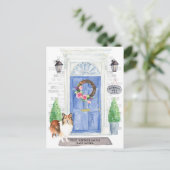 Shetland Sheepdog Moving Announccard Postkarte (Stehend Vorderseite)