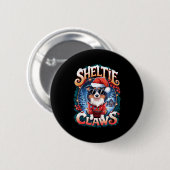 Shetland Sheepdog Owner Costume Sheltie Claws Chri Button (Vorne & Hinten)