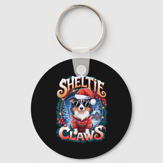 Shetland Sheepdog Owner Costume Sheltie Claws Chri Schlüsselanhänger (Vorderseite)