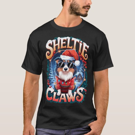 Shetland Sheepdog Owner Costume Sheltie Claws Chri T-Shirt (Vorderseite)