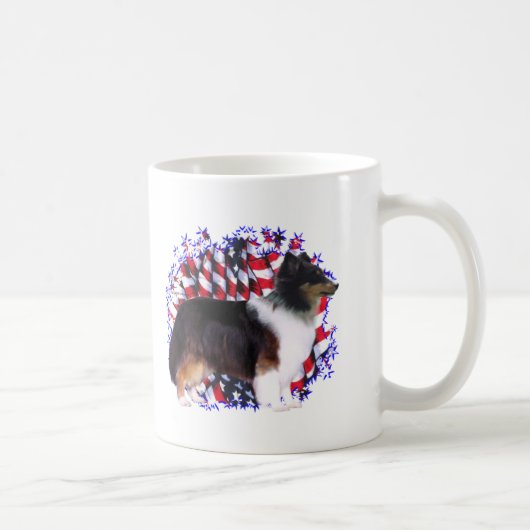 Shetland Sheepdog Patriot Kaffeetasse (Rechts)