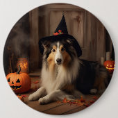 Shetland Sheepdog Pumpkins Halloween Beängstigend Button (Vorderseite)