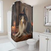 Shetland Sheepdog Pumpkins Halloween Beängstigend Duschvorhang (Beispiel)