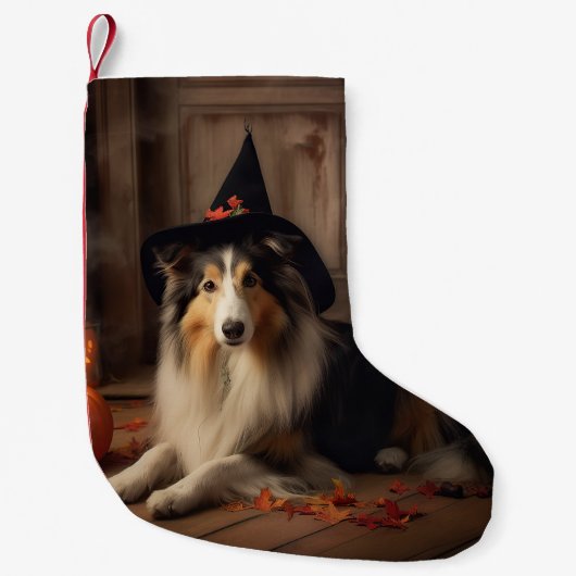 Shetland Sheepdog Pumpkins Halloween Beängstigend Kleiner Weihnachtsstrumpf (Vorderseite)