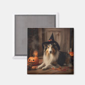 Shetland Sheepdog Pumpkins Halloween Beängstigend Magnet (Vorderseite/Rückseite)