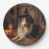 Shetland Sheepdog Pumpkins Halloween Beängstigend Pappteller (Vorderseite)