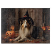 Shetland Sheepdog Pumpkins Halloween Beängstigend Schneidebrett (Vorderseite)