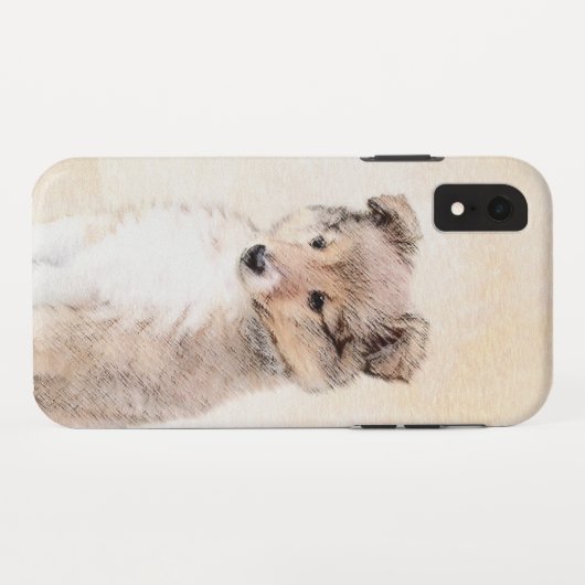 Shetland Sheepdog Puppy Malerei Original Dog Art Case-Mate iPhone Hülle (Rückseite (Horizontal))