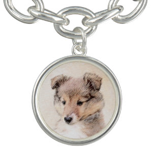 Shetland Sheepdog Puppy Malerei Original Dog Art Charm Armband