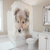Shetland Sheepdog Puppy Malerei Original Dog Art Duschvorhang (Beispiel)
