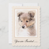 Shetland Sheepdog Puppy Malerei Original Dog Art Einladung (Vorderseite)