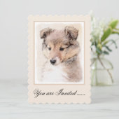 Shetland Sheepdog Puppy Malerei Original Dog Art Einladung (Stehend Vorderseite)