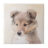 Shetland Sheepdog Puppy Malerei Original Dog Art Fliese (Vorderseite)