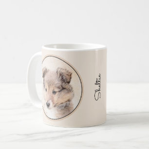 Shetland Sheepdog Puppy Malerei Original Dog Art Kaffeetasse