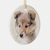 Shetland Sheepdog Puppy Malerei Original Dog Art Keramik Ornament (Rechts)