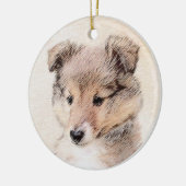 Shetland Sheepdog Puppy Malerei Original Dog Art Keramik Ornament (Links)