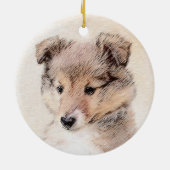 Shetland Sheepdog Puppy Malerei Original Dog Art Keramik Ornament (Hinten)