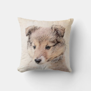 Shetland Sheepdog Puppy Malerei Original Dog Art Kissen