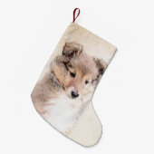 Shetland Sheepdog Puppy Malerei Original Dog Art Kleiner Weihnachtsstrumpf (Vorderansicht (hängend))