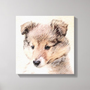 Shetland Sheepdog Puppy Malerei Original Dog Art Leinwanddruck