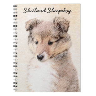 Shetland Sheepdog Puppy Malerei Original Dog Art Notizblock