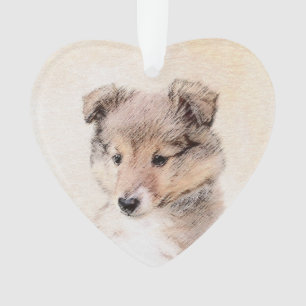 Shetland Sheepdog Puppy Malerei Original Dog Art Ornament
