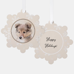Shetland Sheepdog Puppy Malerei Original Dog Art Ornament Karte