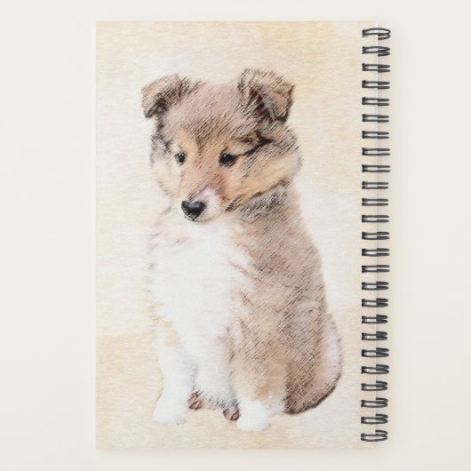 Shetland Sheepdog Puppy Malerei Original Dog Art Planer (Rückseite)