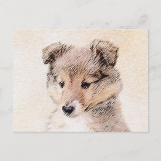 Shetland Sheepdog Puppy Malerei Original Dog Art Postkarte (Vorderseite)