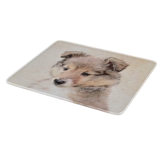Shetland Sheepdog Puppy Malerei Original Dog Art Schneidebrett (Ecke)