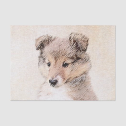 Shetland Sheepdog Puppy Malerei Original Dog Art Seidenpapier (Vorderseite)