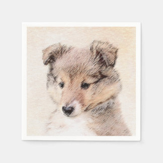 Shetland Sheepdog Puppy Malerei Original Dog Art Serviette
