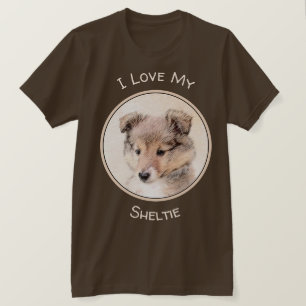 Shetland Sheepdog Puppy Malerei Original Dog Art T-Shirt