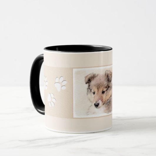 Shetland Sheepdog Puppy Malerei Original Dog Art Tasse (Vorderseite Links)