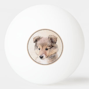 Shetland Sheepdog Puppy Malerei Original Dog Art Tischtennisball