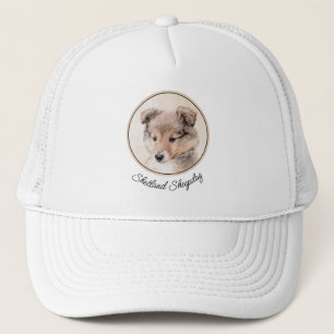 Shetland Sheepdog Puppy Malerei Original Dog Art Truckerkappe