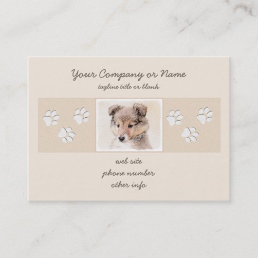 Shetland Sheepdog Puppy Malerei Original Dog Art Visitenkarte (Vorderseite)