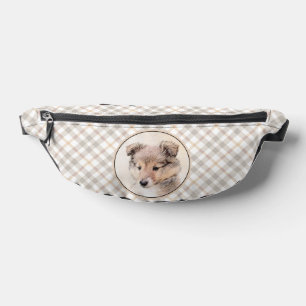 Shetland Sheepdog Puppy Painting Sheltie Dog Art Bauchtasche