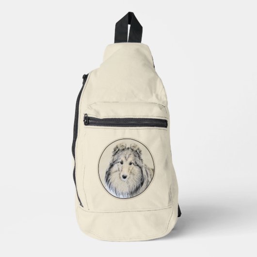 Shetland Sheepdog Puppy Painting Sheltie Dog Art Crossbody Bag (Vorderseite)
