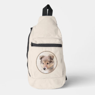 Shetland Sheepdog Puppy Painting Sheltie Dog Art Crossbody Bag