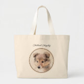 Shetland Sheepdog Puppy Painting Sheltie Dog Art Jumbo Stoffbeutel (Vorne)