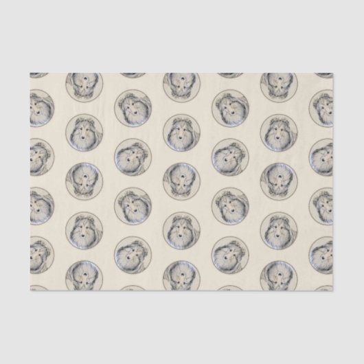 Shetland Sheepdog Puppy Painting Sheltie Dog Art Seidenpapier (Vorderseite)