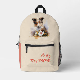 Shetland Sheepdog Puppy Pet Blume Bedruckter Rucksack