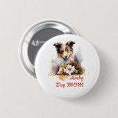 Shetland Sheepdog Puppy Pet Blume Button (Vorne & Hinten)