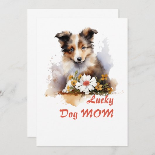 Shetland Sheepdog Puppy Pet Blume Einladung (Vorne/Hinten)