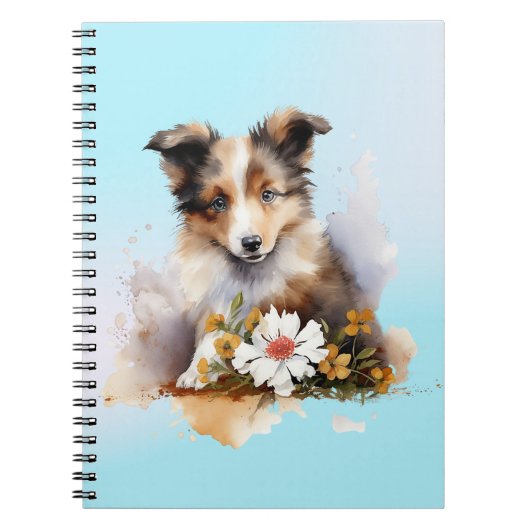 Shetland Sheepdog Puppy Pet Blume Notizblock (Vorderseite)
