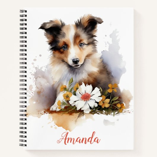 Shetland Sheepdog Puppy Pet Blume Notizblock (Vorderseite)