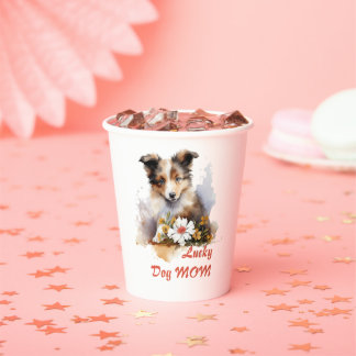 Shetland Sheepdog Puppy Pet Blume Pappbecher