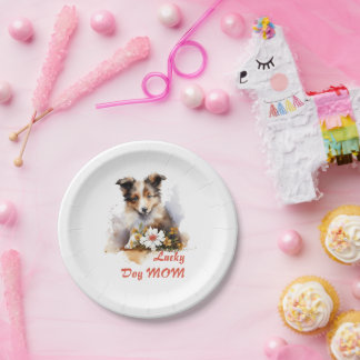 Shetland Sheepdog Puppy Pet Blume Pappteller